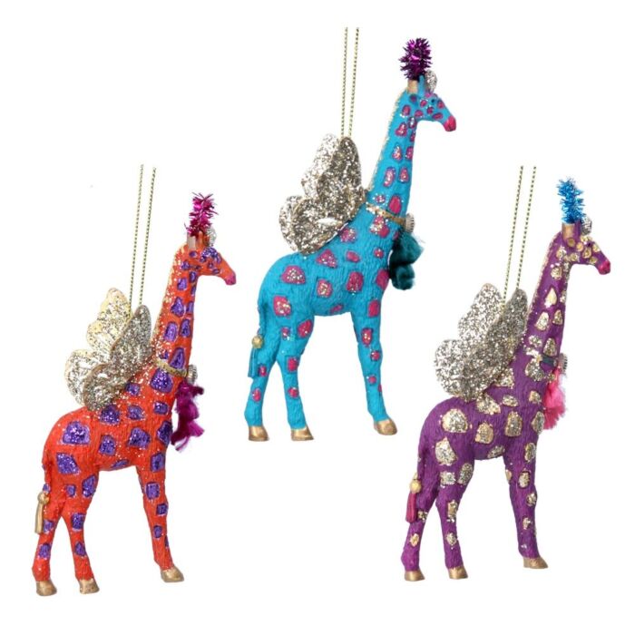 Gisela Graham Giraffe w/Metal Wings Decoration x3
